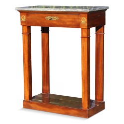 Console "Empire" à colonne. Dessus marbre. Vers 1820.