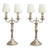 Paire de lampe "Flambeau" en bronze argenté. - Moinat - Table lamps