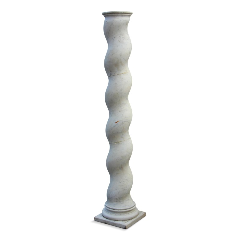 Colonne torsadée en marbre blanc de carrare. - Moinat - Colonnes, Torchères, Nubiens