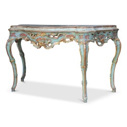 Console Louis XV baroque richement sculptée, polychrome. Vénitienne.