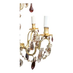 Lustre à cristaux et bronzes, 4 lumières. Paris. Vers 1900.