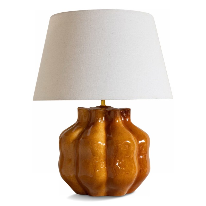 Lampe "Orange fleury" en grès. - Moinat - Lampes de table