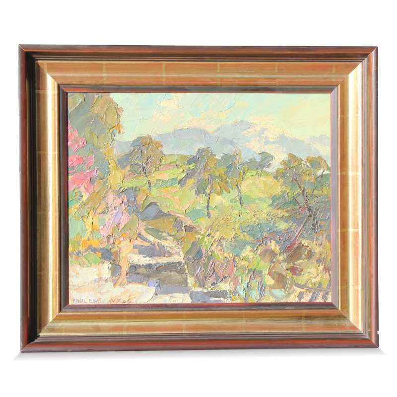 Huile sur bois "Jardin à Corseaux" de Paul - Emile Wyss (1888 - 1987). - Moinat - Tableaux - Paysage