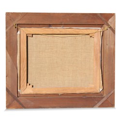 Huile sur bois "Le Lavaux depuis Belmont" de Walter Mafli (1888 - 1987).