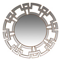 Miroir "Ying Yang" sur un cadre marron.