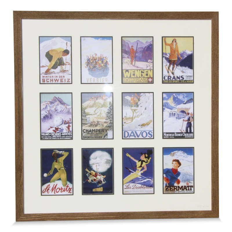 Tableau " Sport d hiver Suisse - France". - Moinat - Painting - Miscellaneous
