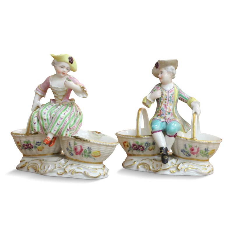 Paire de figurine en porcelaine de Meissen. - Moinat - Porcelaine Paire de figurine en porcelaine de Meissen. - Moinat - Porcelaine