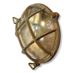 Paire de lampe "Hublot" de type nautique en laiton massif.