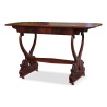 Table Charles X avec abattant en acajou flammé, deux tiroirs. A restaurer. - Moinat - Tables à jeux, Tables d échangeur