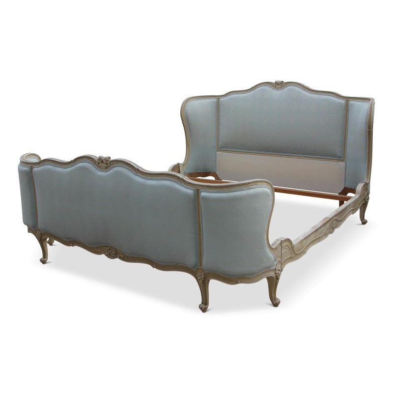 Lit corbeille Louis XV en hêtre peint richement sculpté. Belle carcasse. - Moinat - Деревянные рамки для кроватей