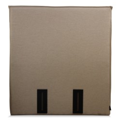 Tête de lit "Pillow" recouvert dun tissu gris, rembourrage en mousse.