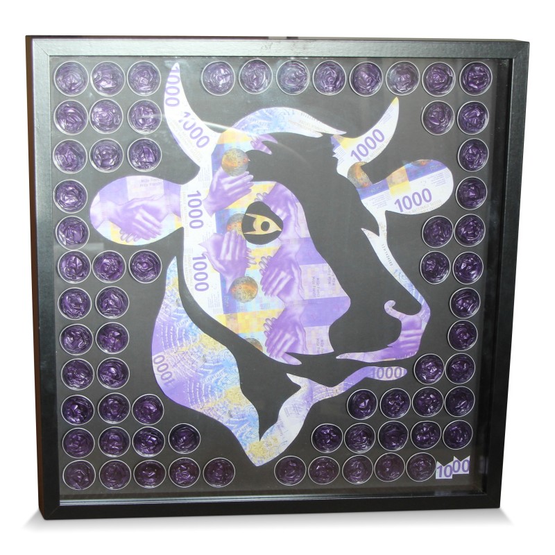 Tableau "Vache à mille francs, pâquerette" de Marc Mazuir. - Moinat - Tableaux - Divers