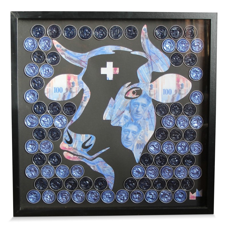 Tableau "Vache Blue / Black" de Marc Mazuir. - Moinat - 画 - 各种的