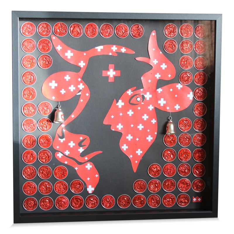 Tableau "Vache Suisse" de Marc Mazuir. - Moinat - 画 - 各种的 Tableau "Vache Suisse" de Marc Mazuir. - Moinat - 画 - 各种的