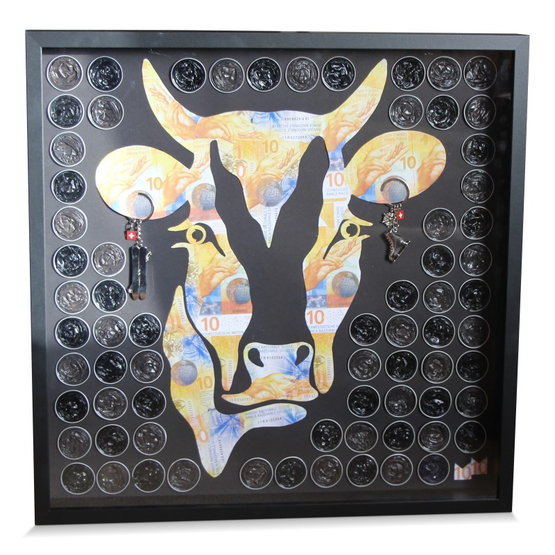 Tableau "La vache à 10 francs" de Marc Mazuir. - Moinat - Tableaux - Divers