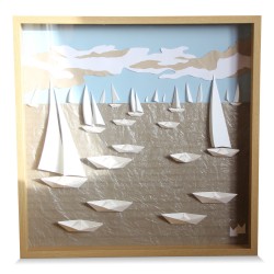 Tableau "Bateau bleu /gris" de Marc Mazuir.