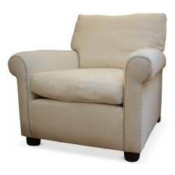 Fauteuil modèle en blanc,garnissage tapissier, fait main. Matériaux naturel "Eco responsable"