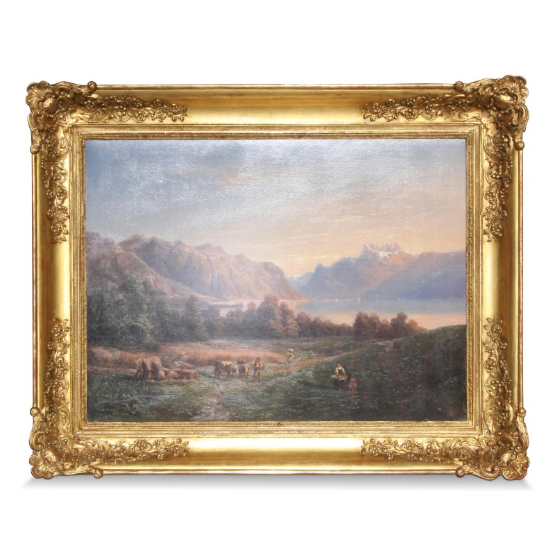 Tableau "Vue du lac Léman" signée Jean-Jacques Francois (1800-1857). - Moinat - Картины - Пейзаж Tableau "Vue du lac Léman" signée Jean-Jacques Francois (1800-1857). - Moinat - Картины - Пейзаж