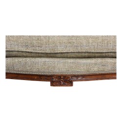 Paire de bergères Louis XVI "Confortable"en noyer, recouvertes d un tissu naturel "Tarn"