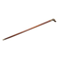 Canne en acajou ornée d un pommeau "Tête de chien" en laiton.