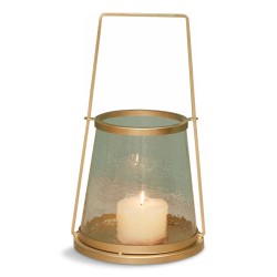 Photophore en verre martelé et structure métal doré.