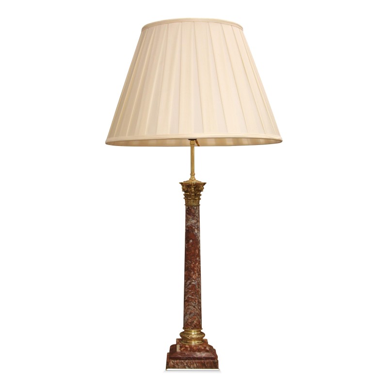 Lampe montée sur une colonne en marbre ornée de bronze doré - Moinat - 台灯