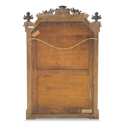 Miroir Louis XVI en bois doré décor frises de godrons et perles
