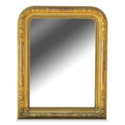 Miroir Napoléon III en bois doré décor "Fleurs".