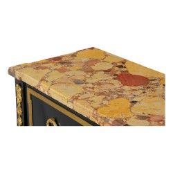 Desserte Louis XVI montée sur chêne, laquée noire et bronzes dorés