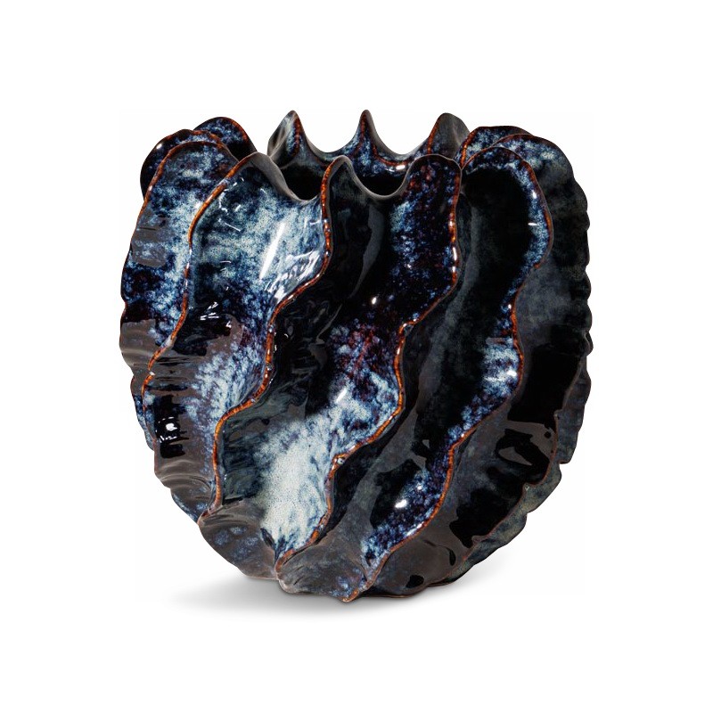 Vase bleuté "Méandre" en céramique. - Moinat - Boxes, Urns, Vases