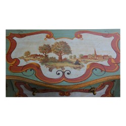 Kommode im Louis XV-Stil mit 3 Schubladen aus grün lackiertem Holz mit …