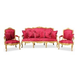 Set bestehend aus 1 Sofa und 2 Louis XV Regency Sesseln mit …