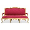 Salon Louis XV Régence en hêtre , recouvert d un "Damas" Régence rouge - Moinat - Ensembles