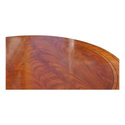 Table ronde en acajou avec plateau marqueté en acajou flammé "Honduras"