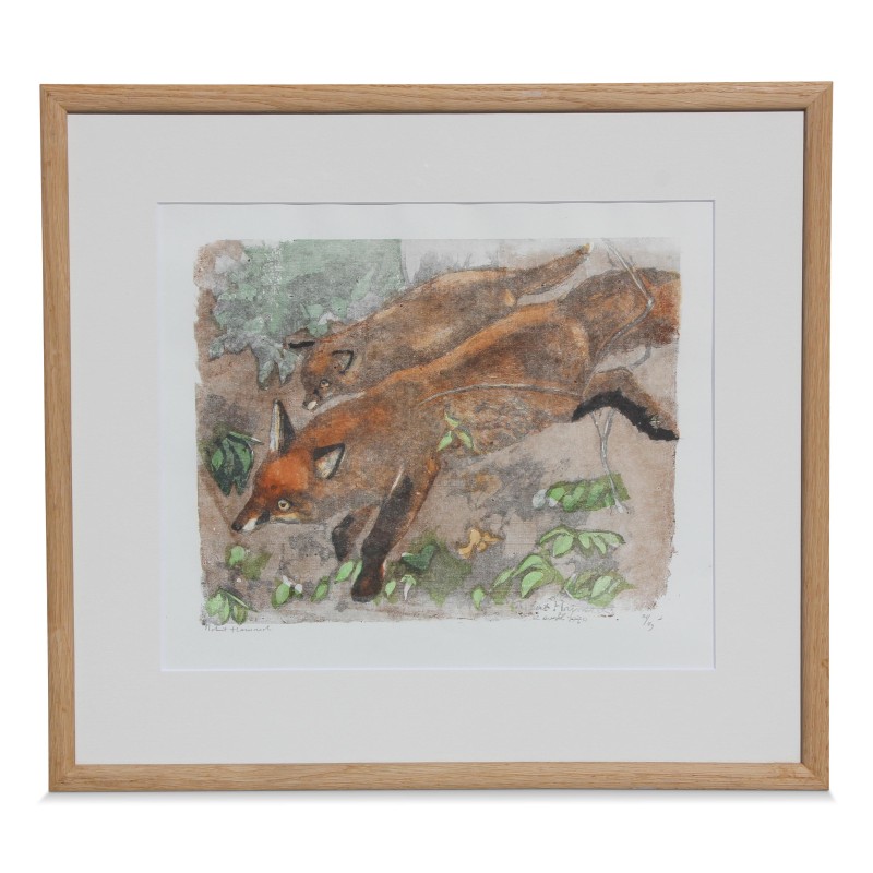 Tableau "Renard en balade" signé Robert Hainard (1906-1999). Suisse. - Moinat - 画 - 各种的