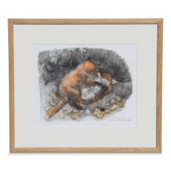 Tableau "Renard" signé Robert Hainard (1906-1999). Suisse.
