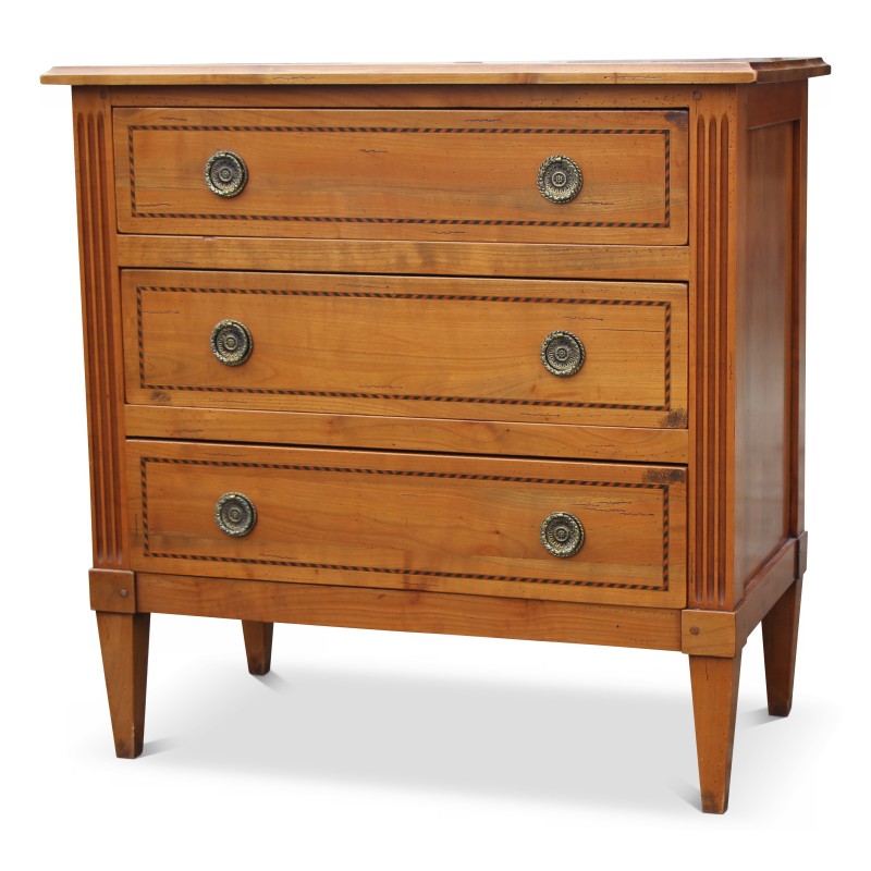 Commode directoire en noyer de style louis XVI. Trois tiroirs. Vers 1970. - Moinat - Commodes, Chiffonniers, Semainiers