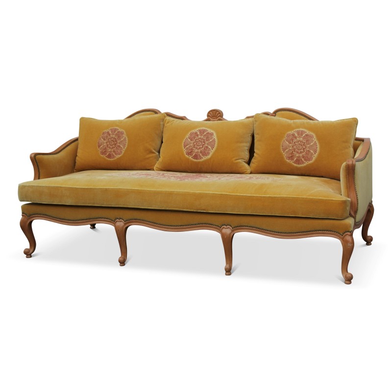 Canapé "Jansen" louis XV recouvert d un velours gauffré. Paris . vers 1940 - Moinat - Sofas, Couchs
