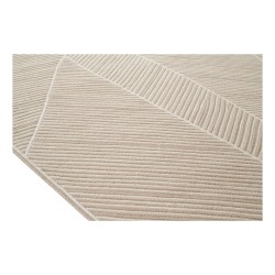 Tapis "Zen Craie" avec 58 % de laine et 42 % de fibre synthétique.