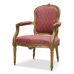 Paire de fauteuils Louis XVI "Pelle de bêche" en hêtre bois doré