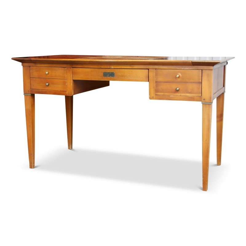 Bureau plat collection "Richelieu" en merisier massif. Avec clé. Travail français. Vers 1970. - Moinat - Bureaux plats