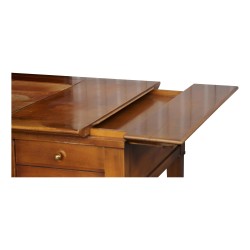 Bureau plat collection "Richelieu" en merisier massif. Avec clé. Travail français. Vers 1970.