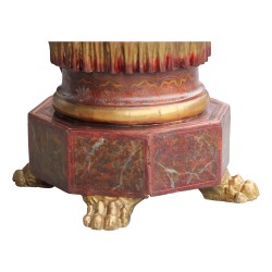 Nubien "Porte-torchère" Vénitien polychrome et or richement sculpté reposant sur un socle