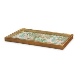 Plateau rectangulaire "décor végétal" laqué.