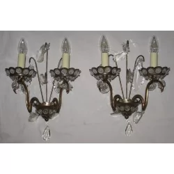 Paire d'appliques Bagues à Paris, en laiton bronzé et …