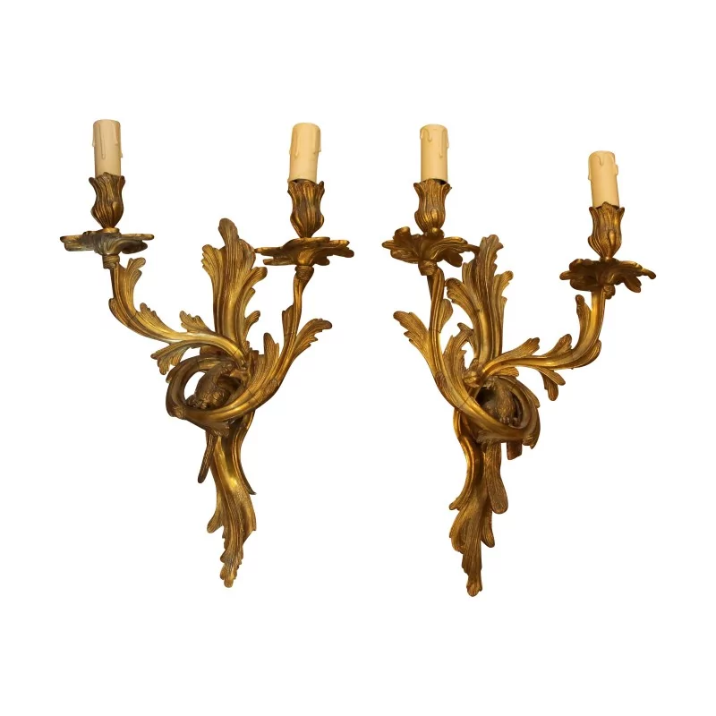 Paire d'appliques Louis XV “Perroquet”, en bronze à 2 … - Moinat - Appliques murales Paire d'appliques Louis XV “Perroquet”, en bronze à 2 … - Moinat - Appliques murales