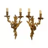 Paire d'appliques Louis XV “Perroquet”, en bronze à 2 … - Moinat - Appliques murales