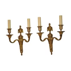 пара бра в стиле Людовика XVI из позолоченной бронзы, 2 шт.
