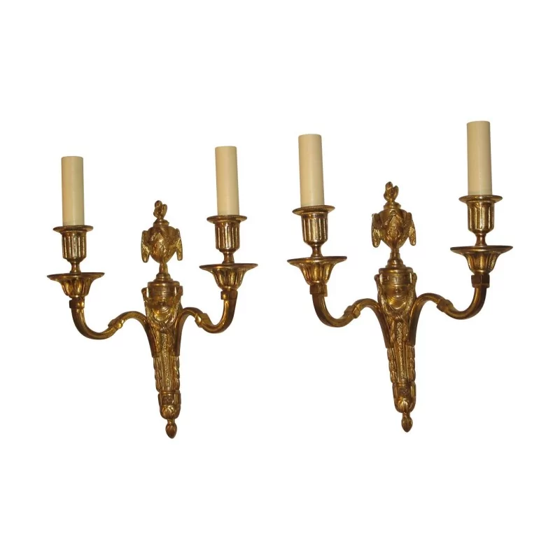 пара бра в стиле Людовика XVI из позолоченной бронзы, 2 шт. - Moinat - Бра (настенные светильники)