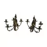 пара бра в стиле Людовика XV с 5 лампами из позолоченной бронзы. Франция, … - Moinat - A TROUVER